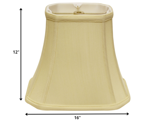 16" Antique White Slanted Rectangle Bell Monay Shantung Lampshade