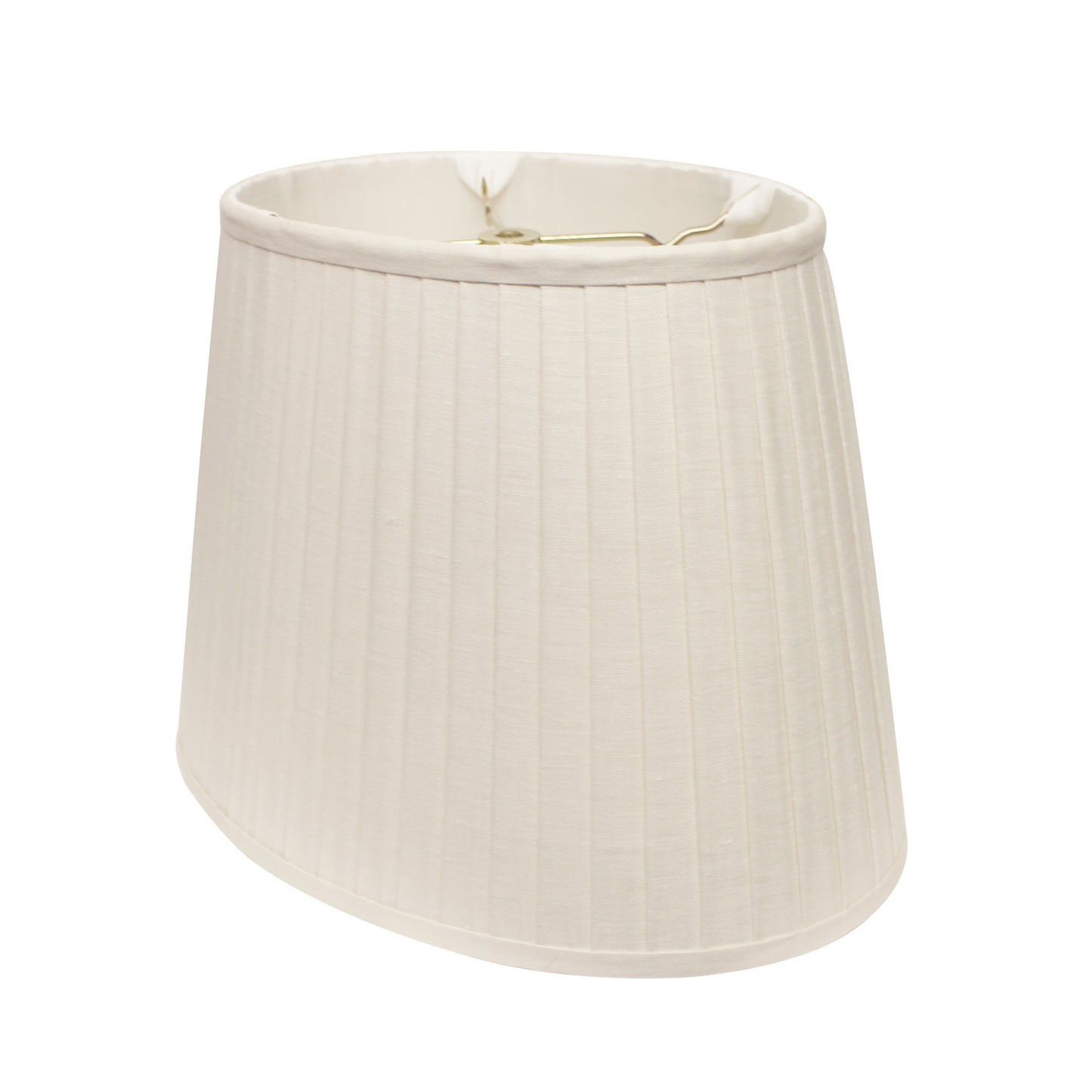 14" White Slanted Oval Paperback Linen Lampshade