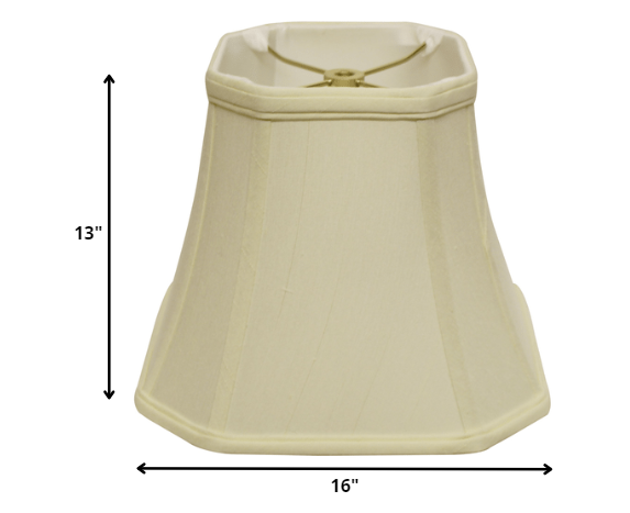 16" Ivory Slanted Square Bell Monay Shantung Lampshade