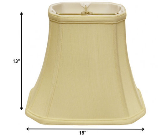 18" Antique White Slanted Rectangle Bell Monay Shantung Lampshade