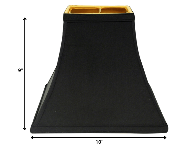 10" Black with Gold Lining Square Bell Shantung Lampshade