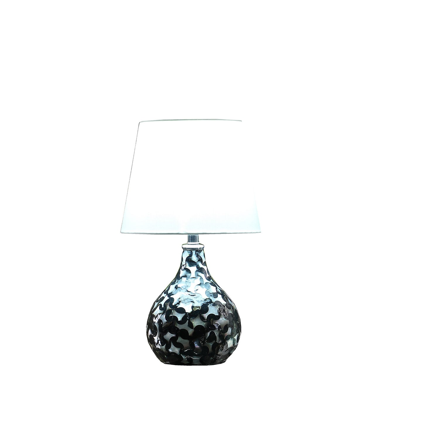 12" Black Table Lamp With White Globe Shade