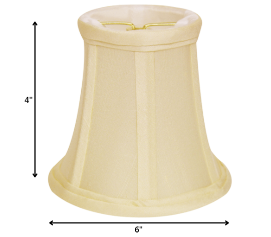 6" Ivory Slanted Set of 6 Chandelier Dupioni Lampshades
