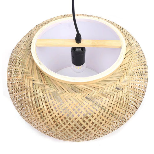 Natural Bamboo Rattan Oval Open Weave Hanging Ceiling Light