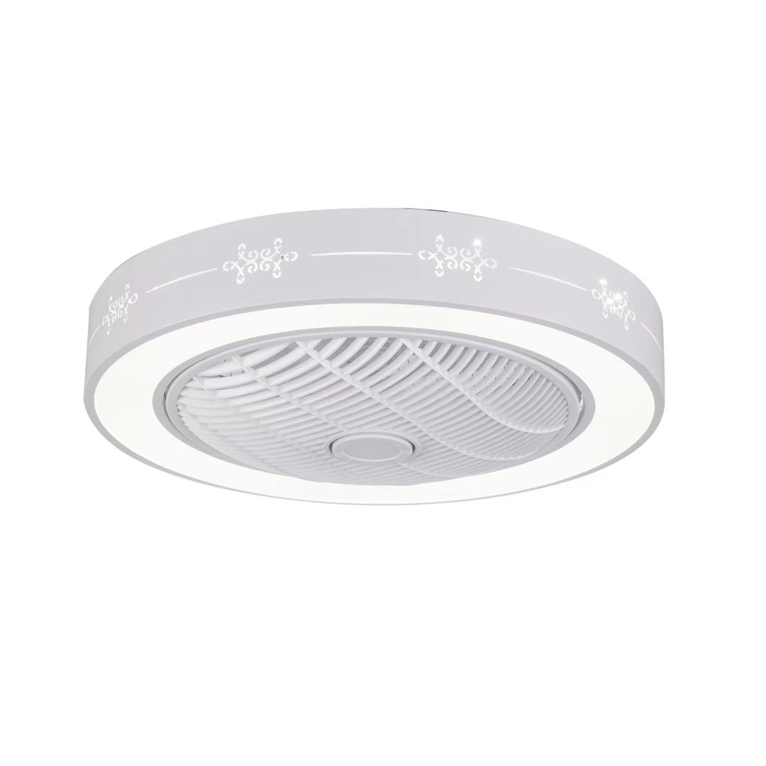 White Modern Flush LED Ceiling Fan and Light