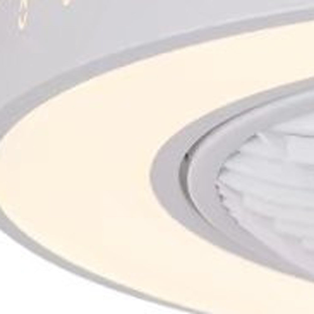 White Modern Flush LED Ceiling Fan and Light