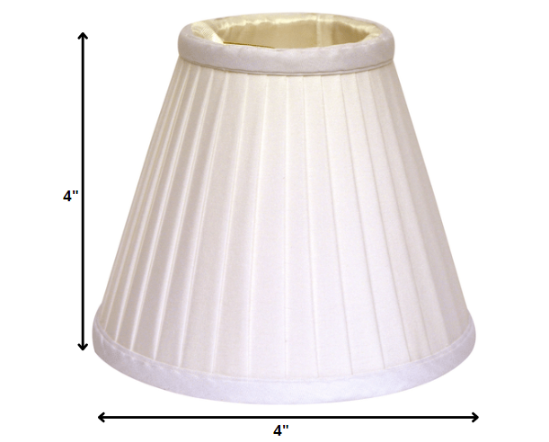 4" White Set of 6 Slanted Pleat Chandelier Silk Lampshades