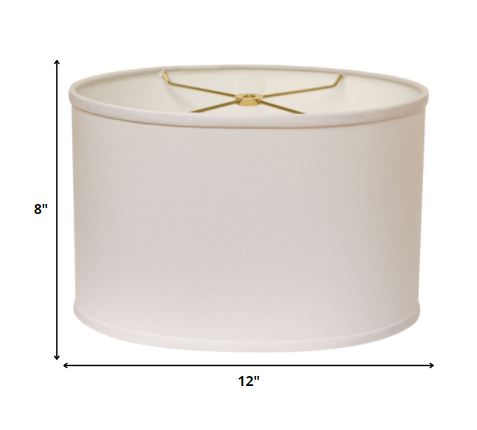 12" White Throwback Oval No Slub Lampshade