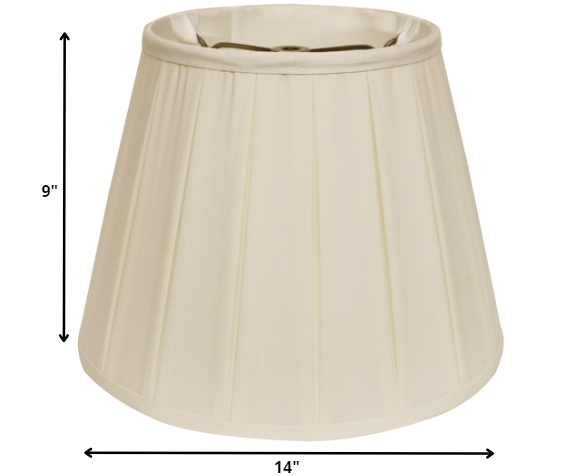 14" Ivory Slanted Crimped Box Shantung Lampshade