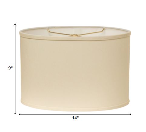 14" Ivory Throwback Oval No Slub Lampshade