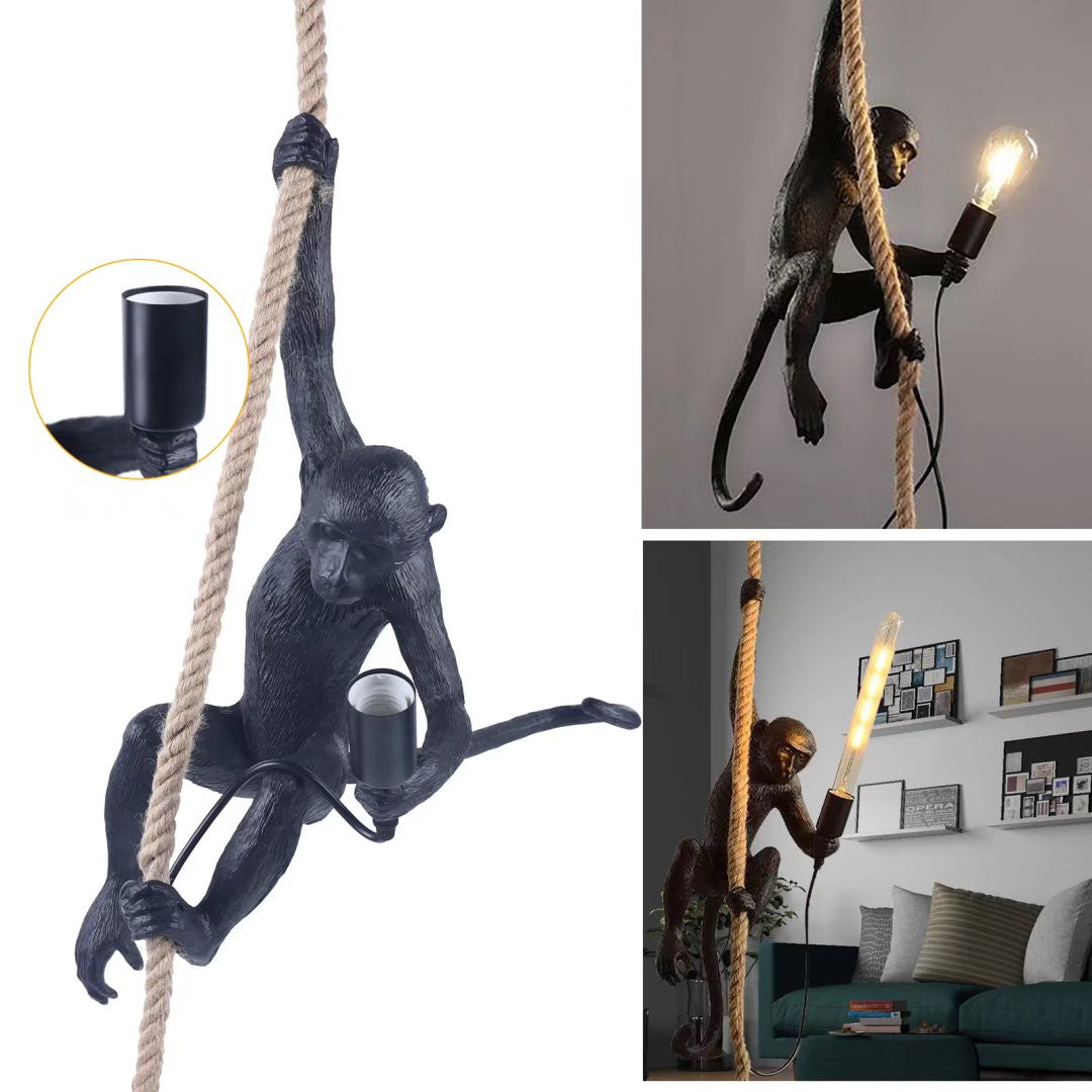 Hanging Monkey on a Rope Pendant  Lamp