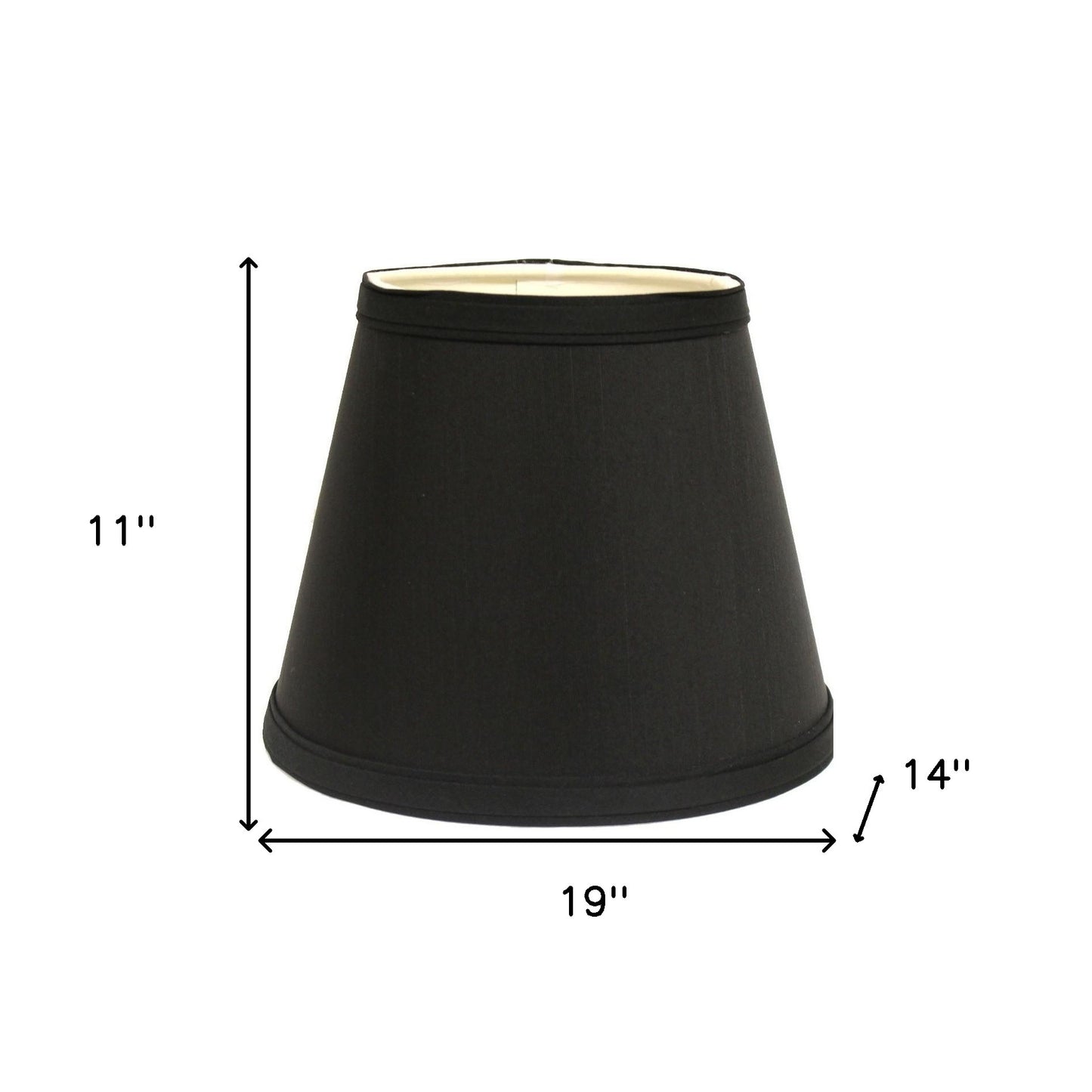 19" Black with White  Empire Slanted Shantung Lampshade