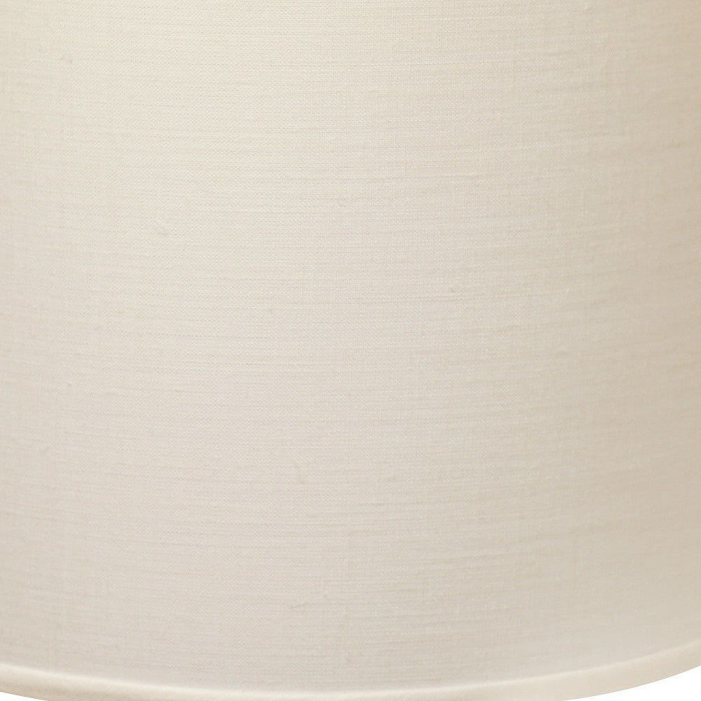 14" White Throwback Drum Linen Lampshade