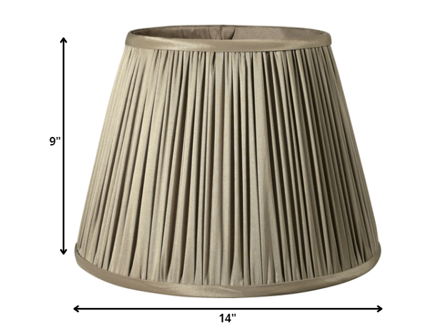 14" Ash Slanted Paperback Pleated Tafetta Lampshade