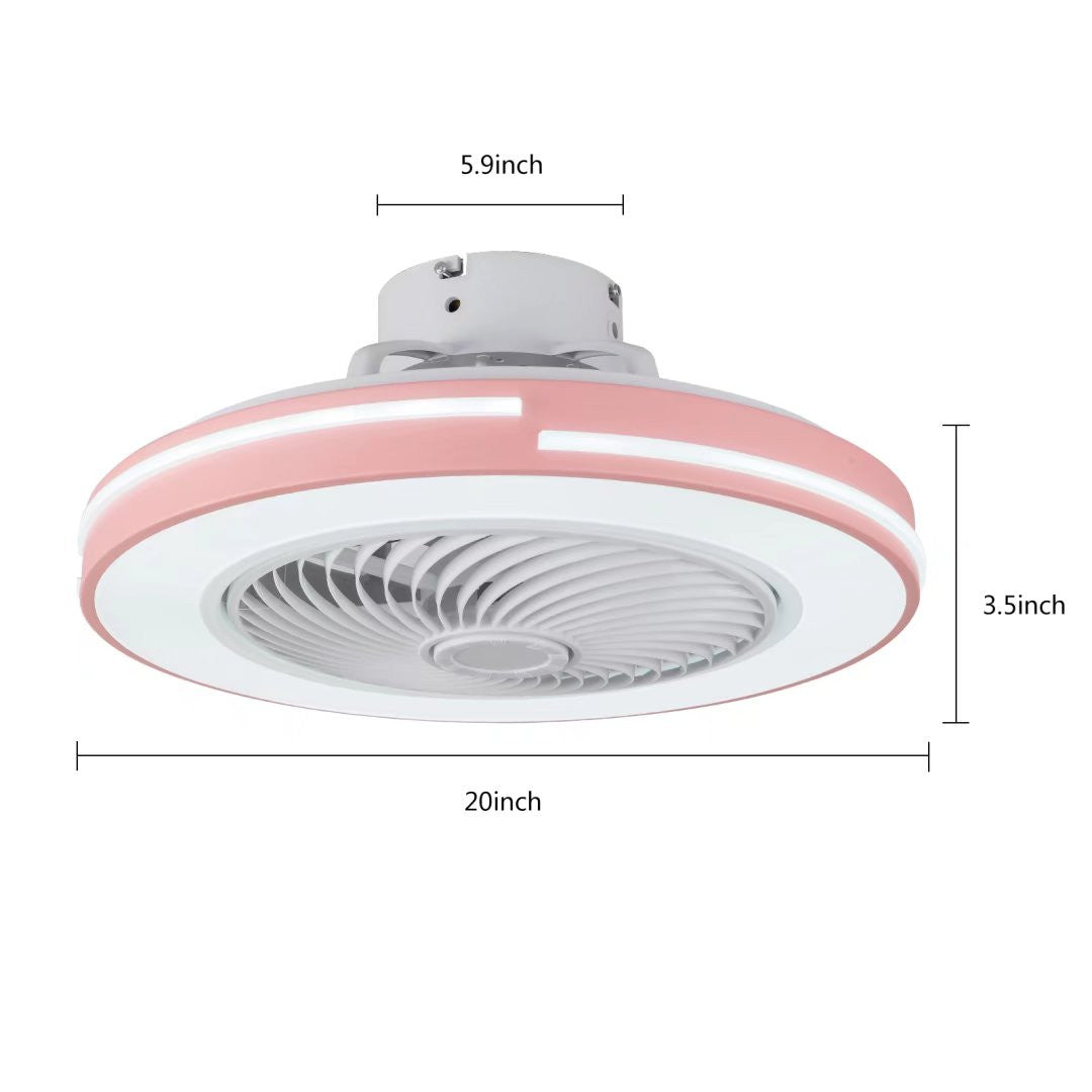 Compact Pink LED Ceiling Fan and Light