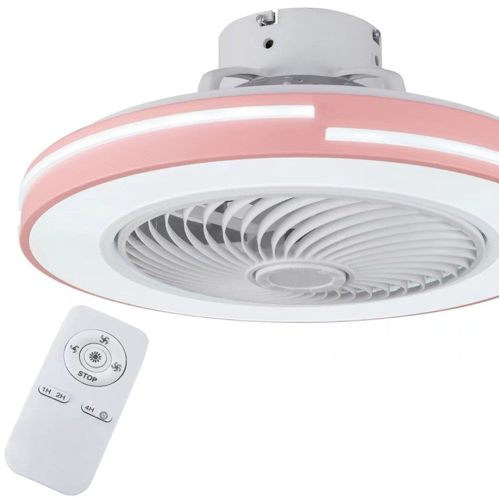 Compact Pink LED Ceiling Fan and Light