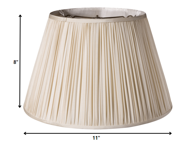 11" Pale Grey Slanted Paperback Pleated Tafetta Lampshade