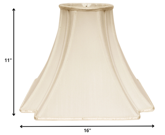 16" Ivory Slanted Notch Square Shantung Lampshade