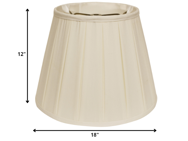 18" Ivory Slanted Crimped Box Shantung Lampshade