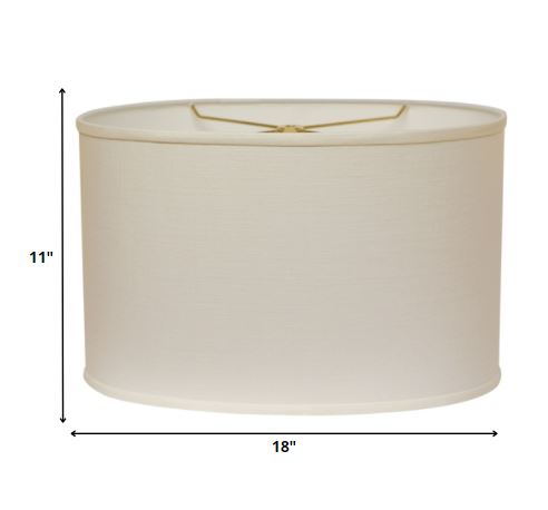 18" White Throwback Oval Linen Lampshade