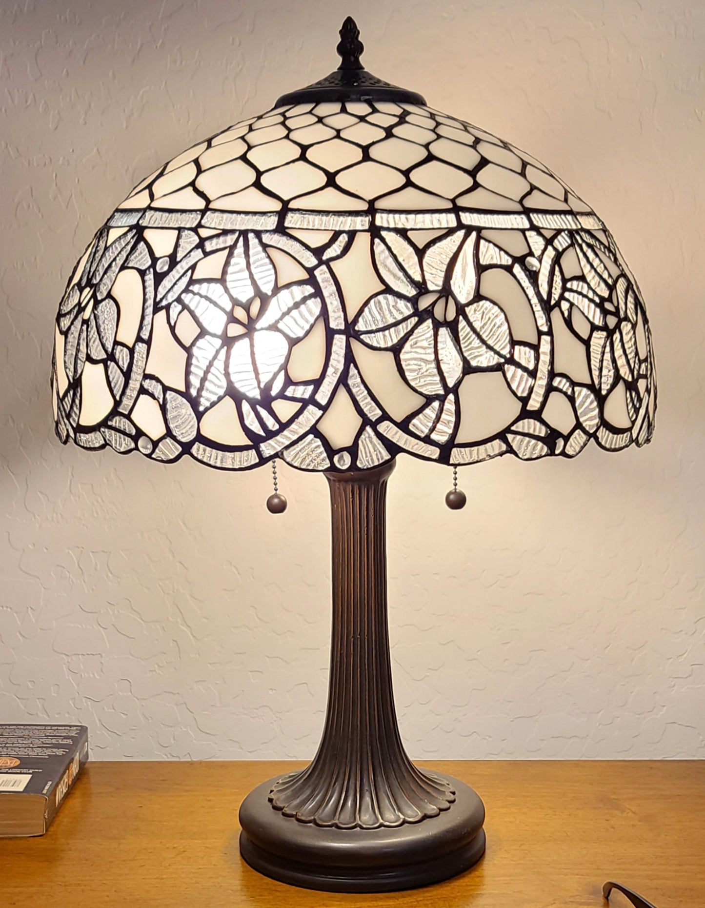 24" Stained Glass Two Light Flowery Accent Table Lamp