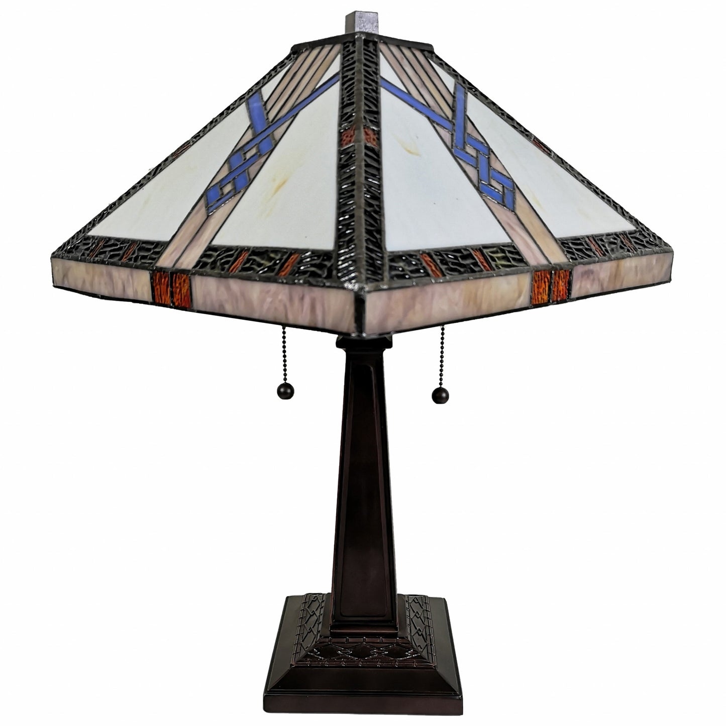 23" Stained Glass Stained Glass Antique Two Light Mission Style Table Lamp