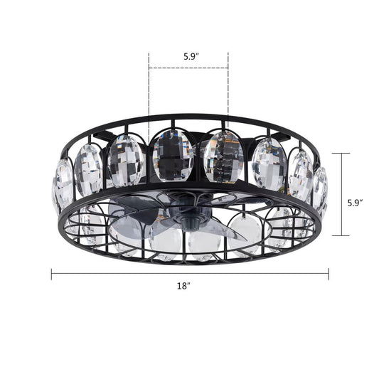 Black Metal Industrial Glam Chandelier Ceiling Fan