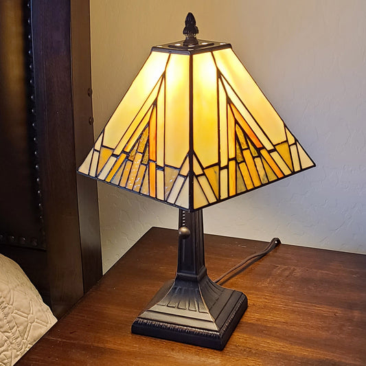 15" Tiffany Yellow and Amber Mission Style Table Lamp