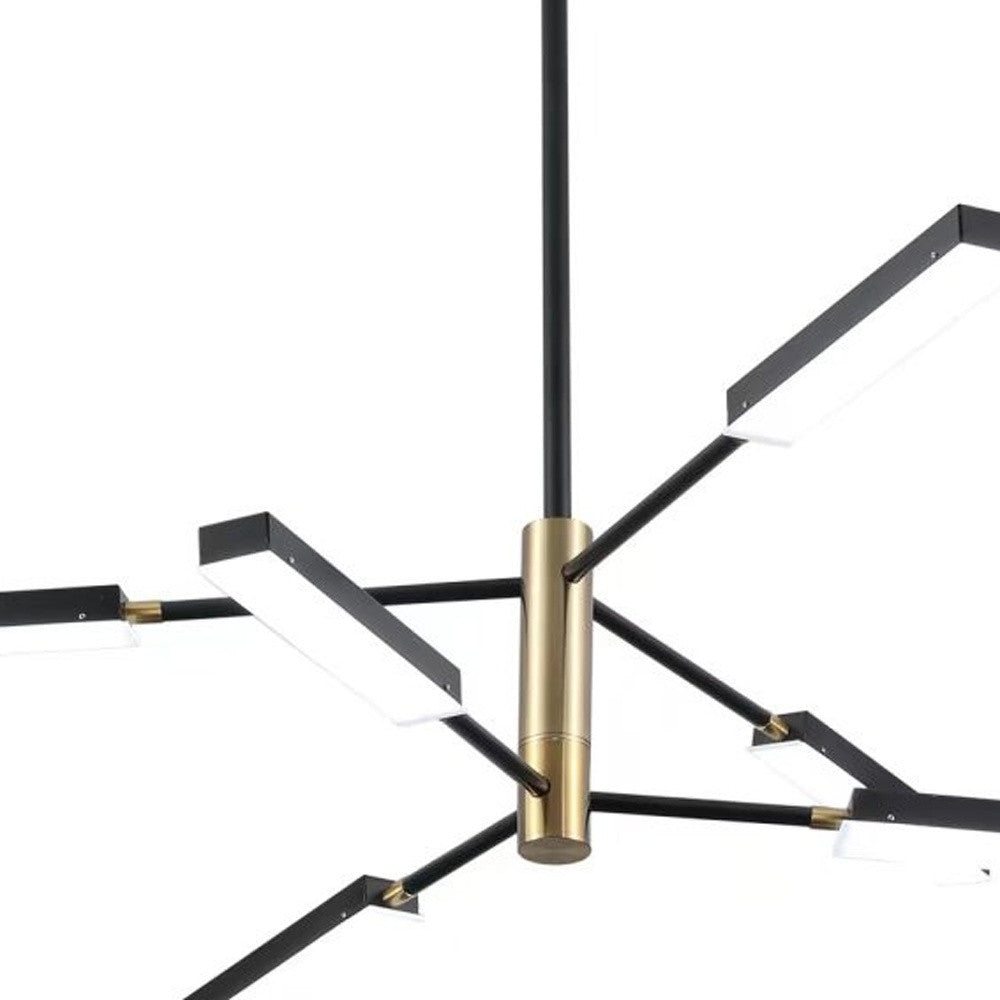 Asymmetric Black and Gold Six Light Ceiling Light