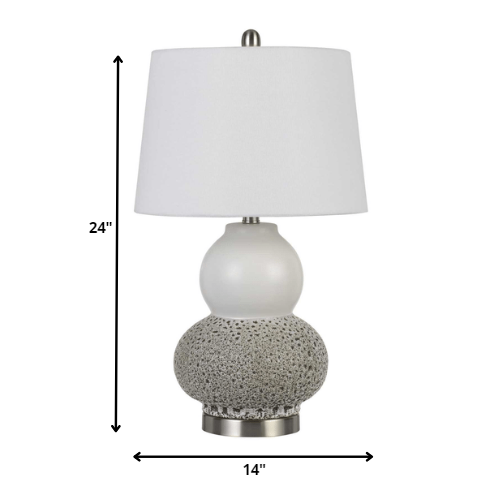 Set Of Two 24" Silver Metal Two Light Desk Table Lamps With White Globe Shade