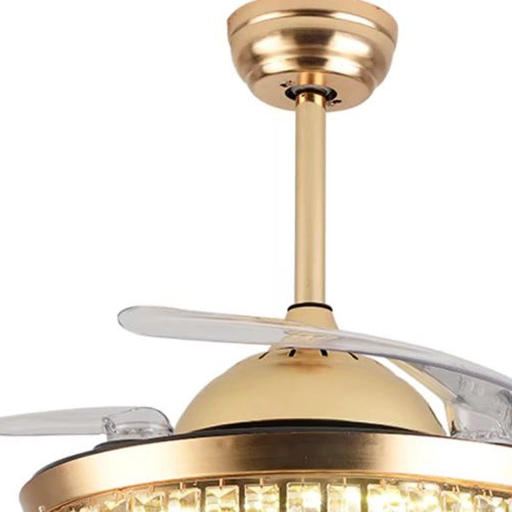 Luxurious Gold Crystal Chandelier Ceiling Fan