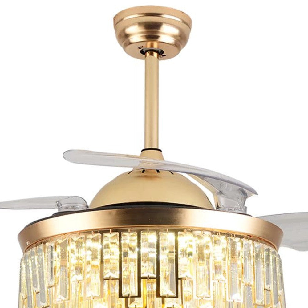 Luxurious Gold Crystal Chandelier Ceiling Fan