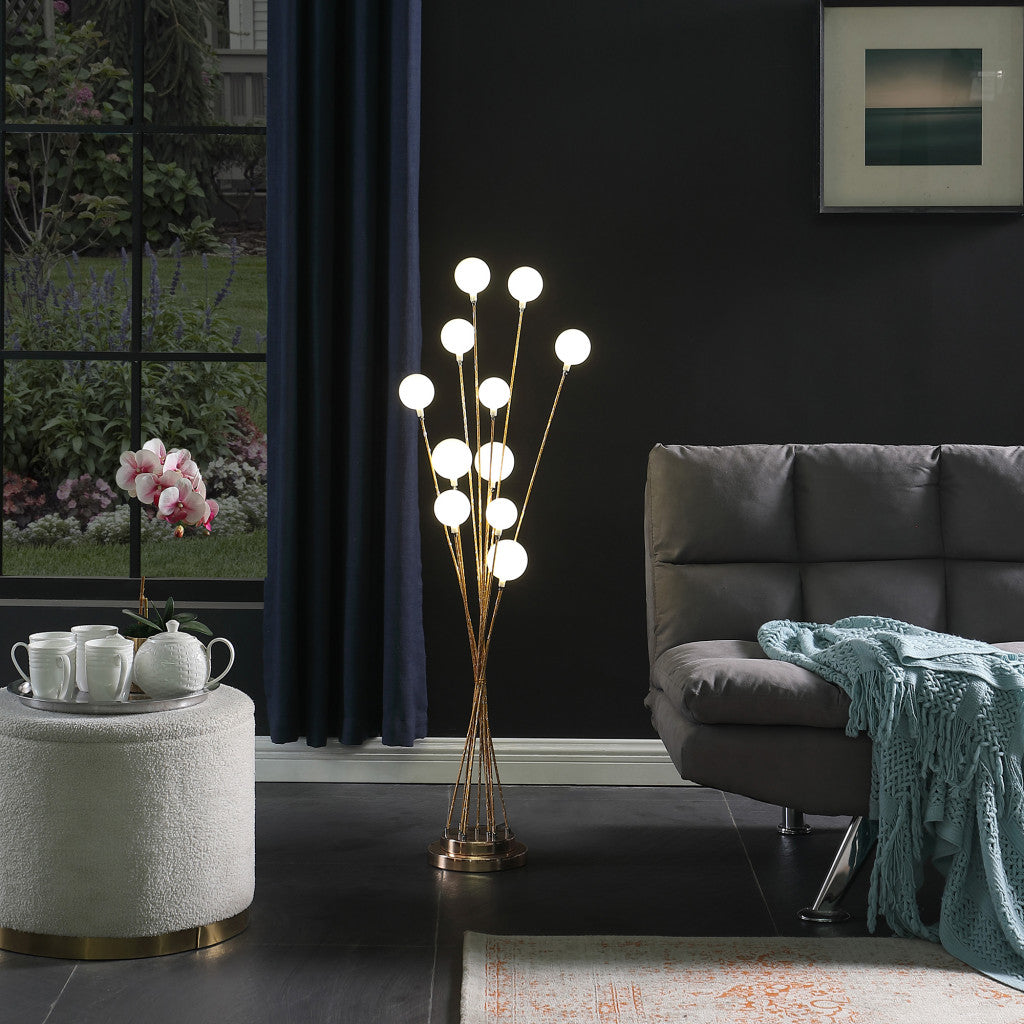 46" Golden Chrome Contemporary Multi Light LED Floor Lamp