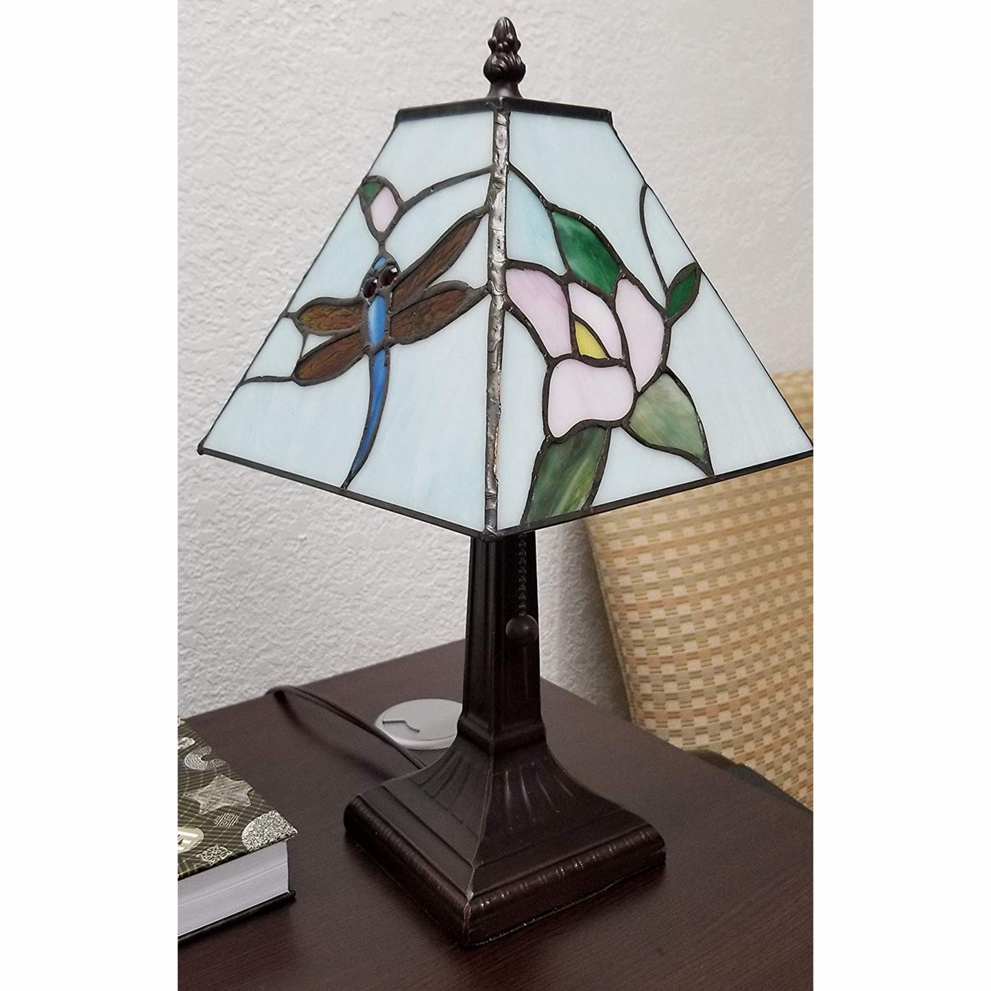 15" Tiffany Style Floral Dragonflies Table Lamp