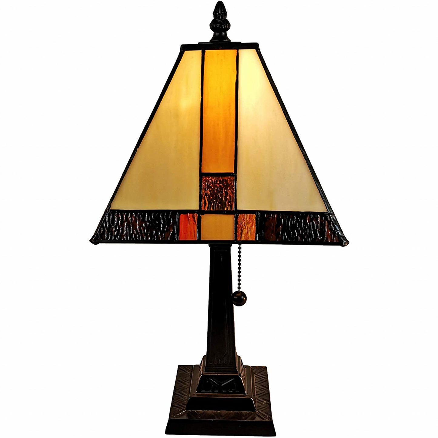 15" Tiffany Amber and Black Mission Style Table Lamp