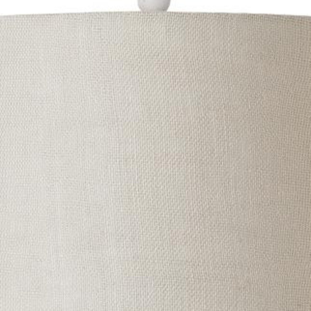 Set Of Two 27" Off White And Brown Table Lamps With Grey Empire Shade