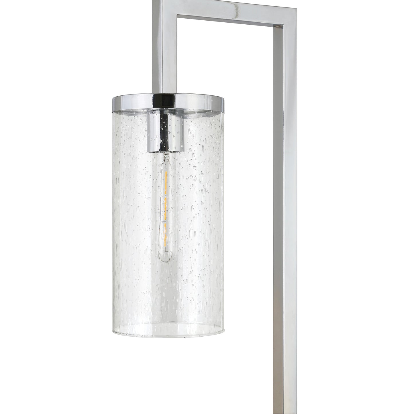 67" Nickel Reading Floor Lamp With Clear Seeded Glass Drum Shade