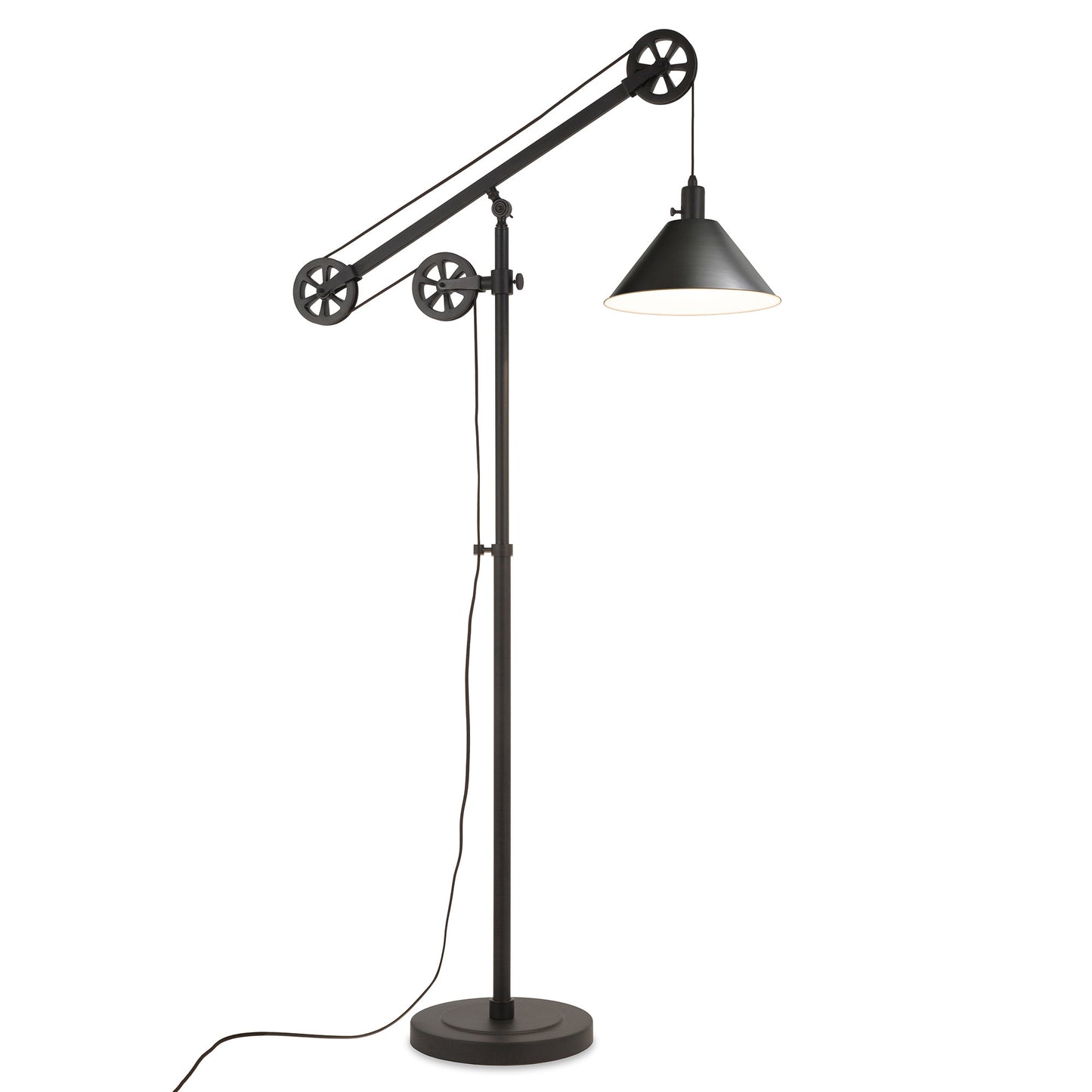 70" Black Reading Floor Lamp With Black Cone Shade