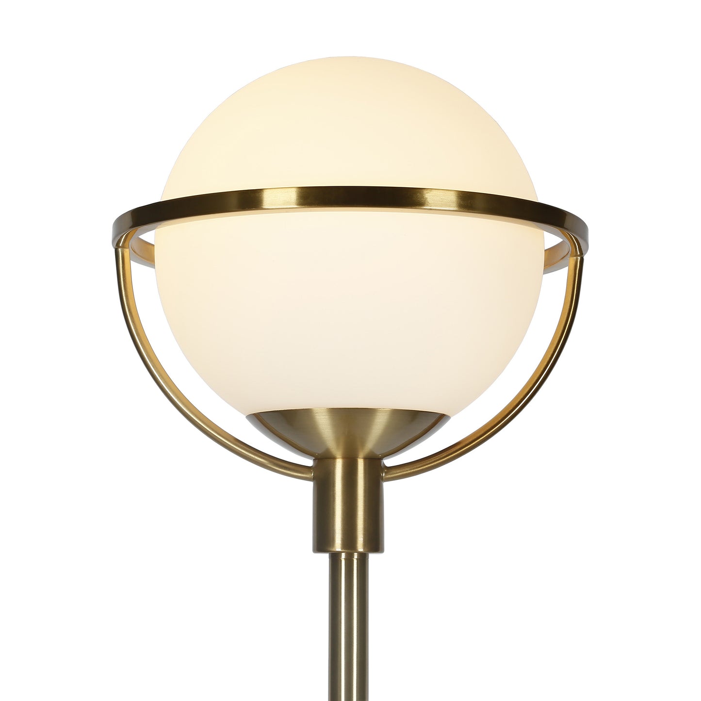 68" Brass Novelty Floor Lamp With White Frosted Glass Globe Shade