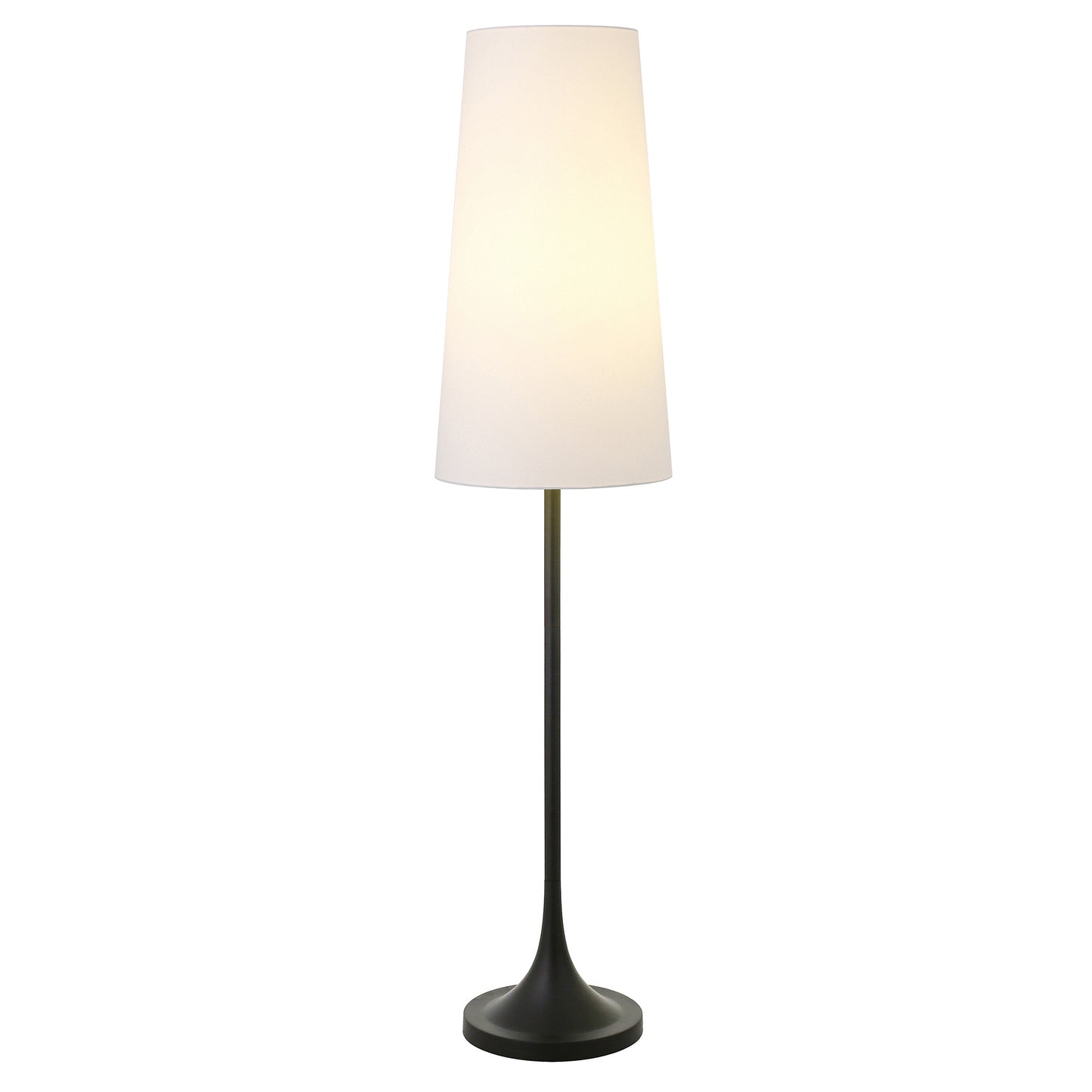 60" Black Novelty Floor Lamp With White Frosted Glass Drum Shade