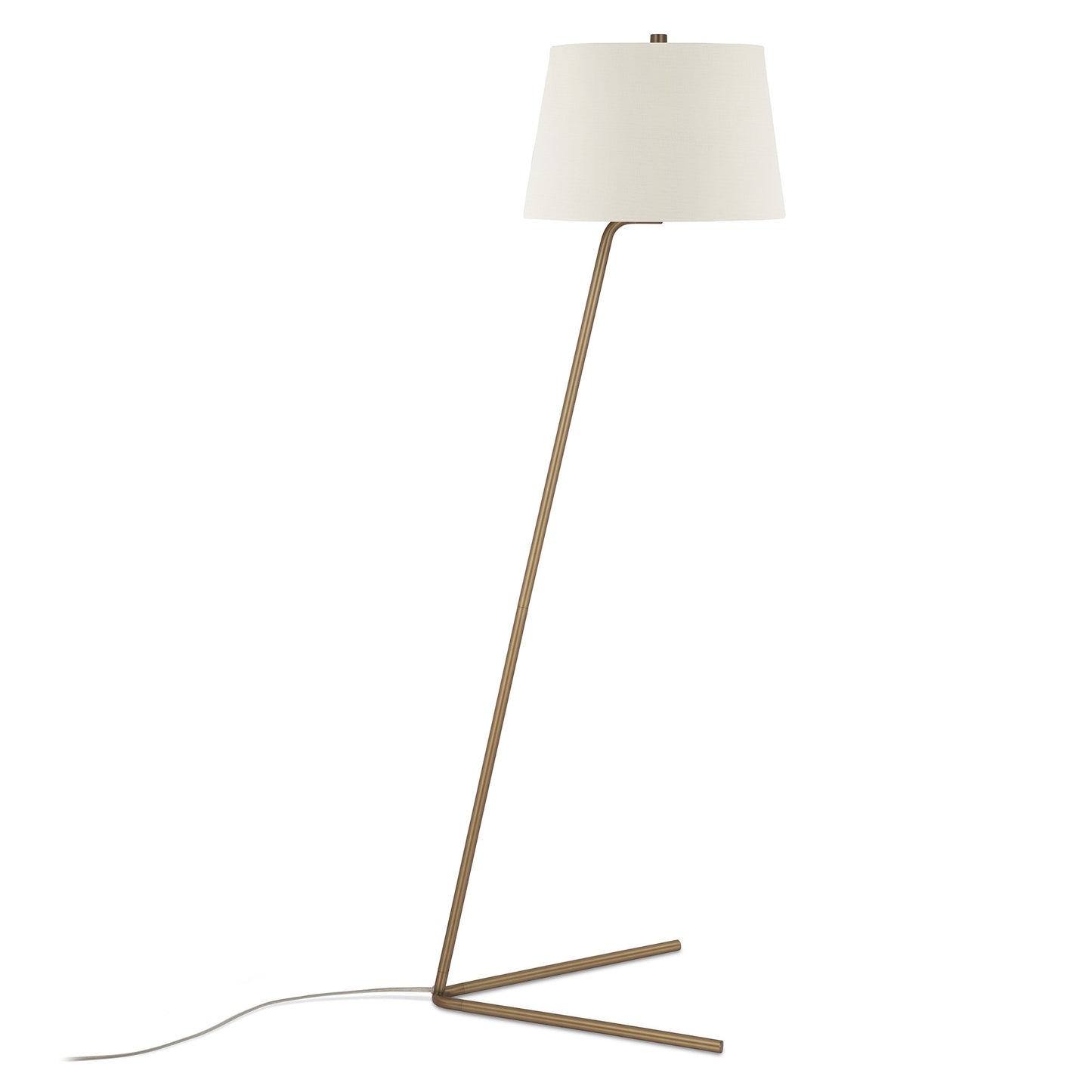 60" Brass Novelty Floor Lamp With White Frosted Glass Drum Shade