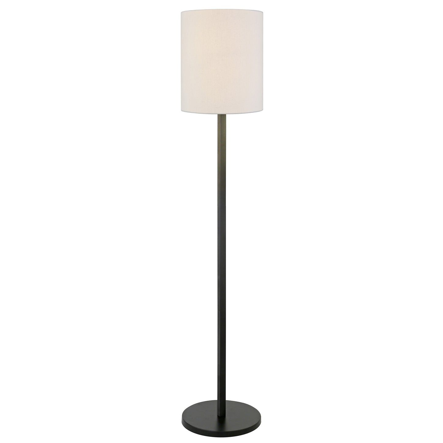 62" Black Traditional Shaped Floor Lamp With White Frosted Glass Drum Shade