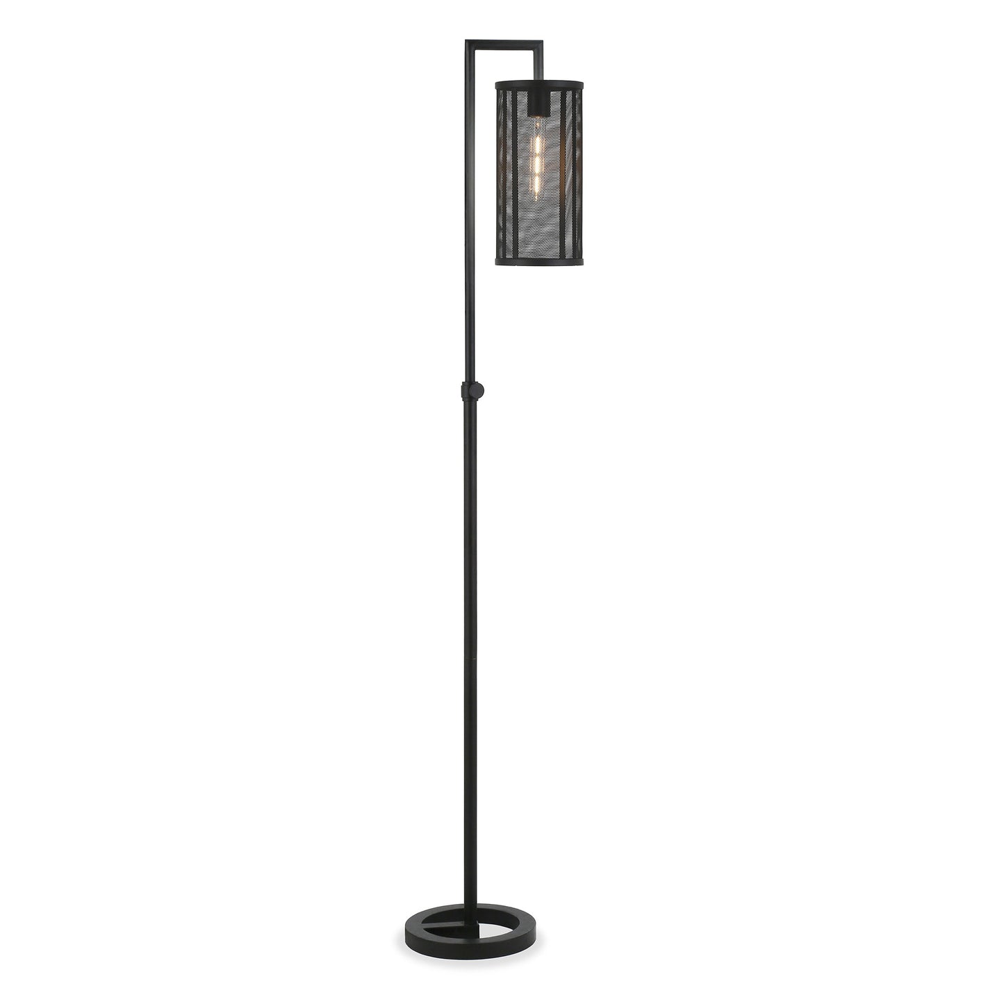 69" Black Reading Floor Lamp With Black Drum Shade