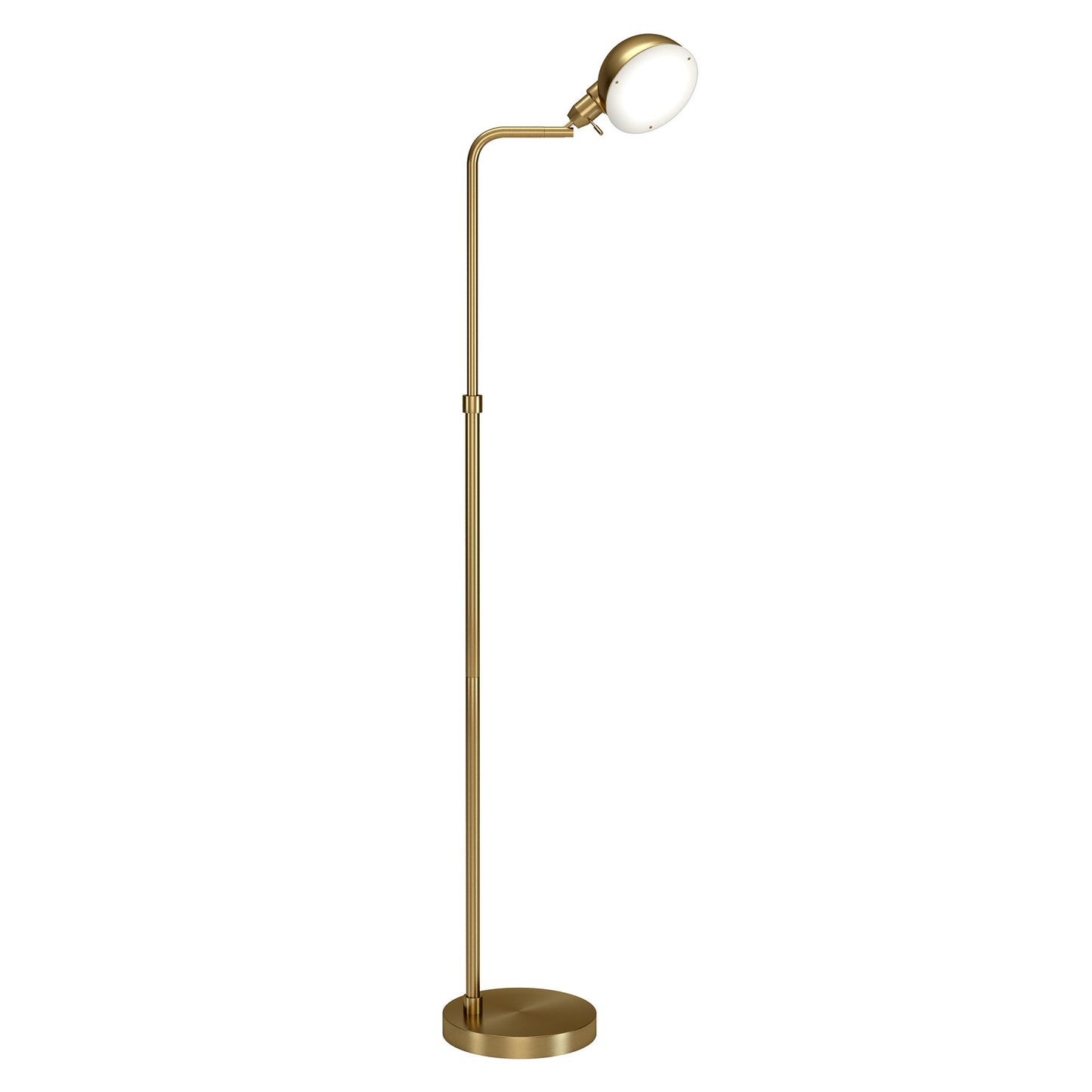 66" Brass Reading Floor Lamp With Gold Dome Shade