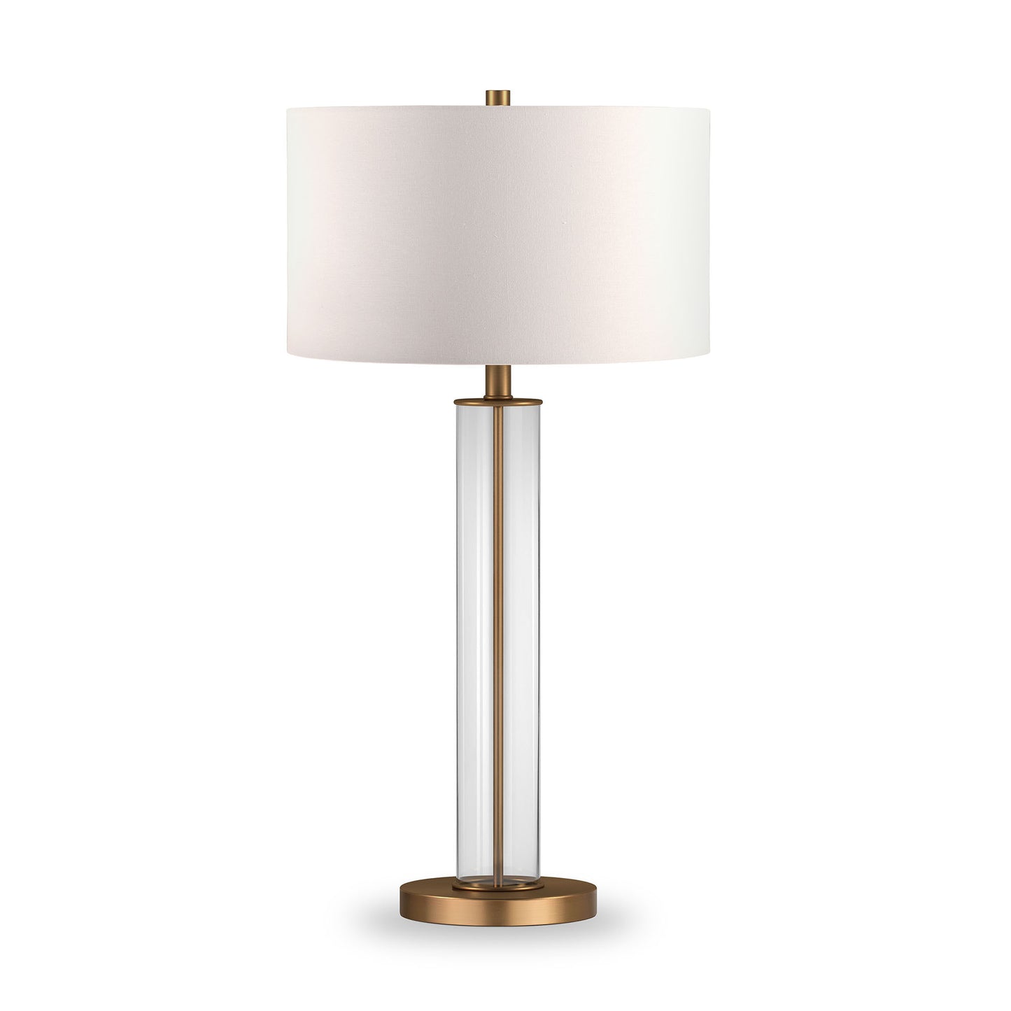 29" Brass Glass Table Lamp With White Drum Shade