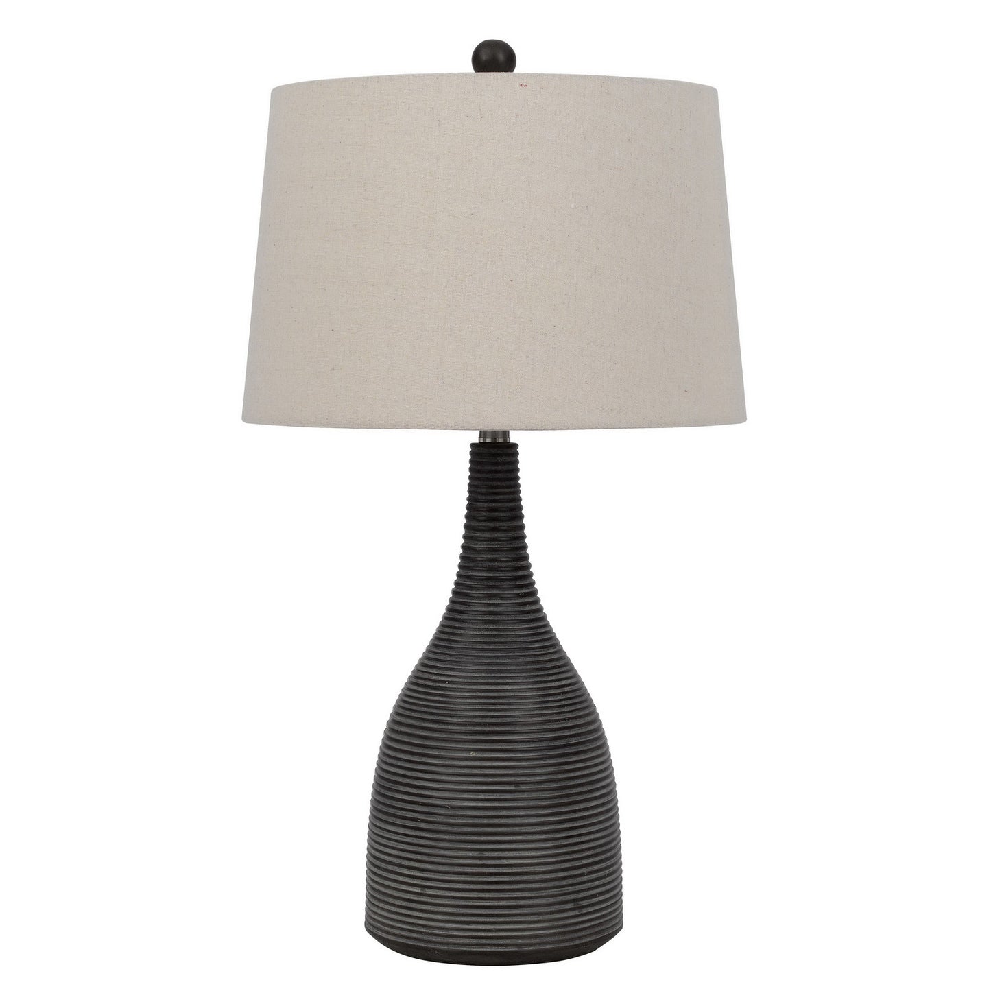 29" Black Ceramic Table Lamp With Beige Empire Shade