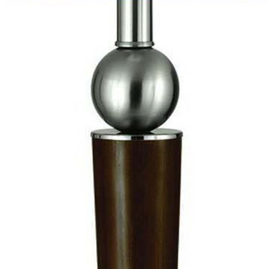 29" Nickel Metal Usb Table Lamp With White Empire Shade