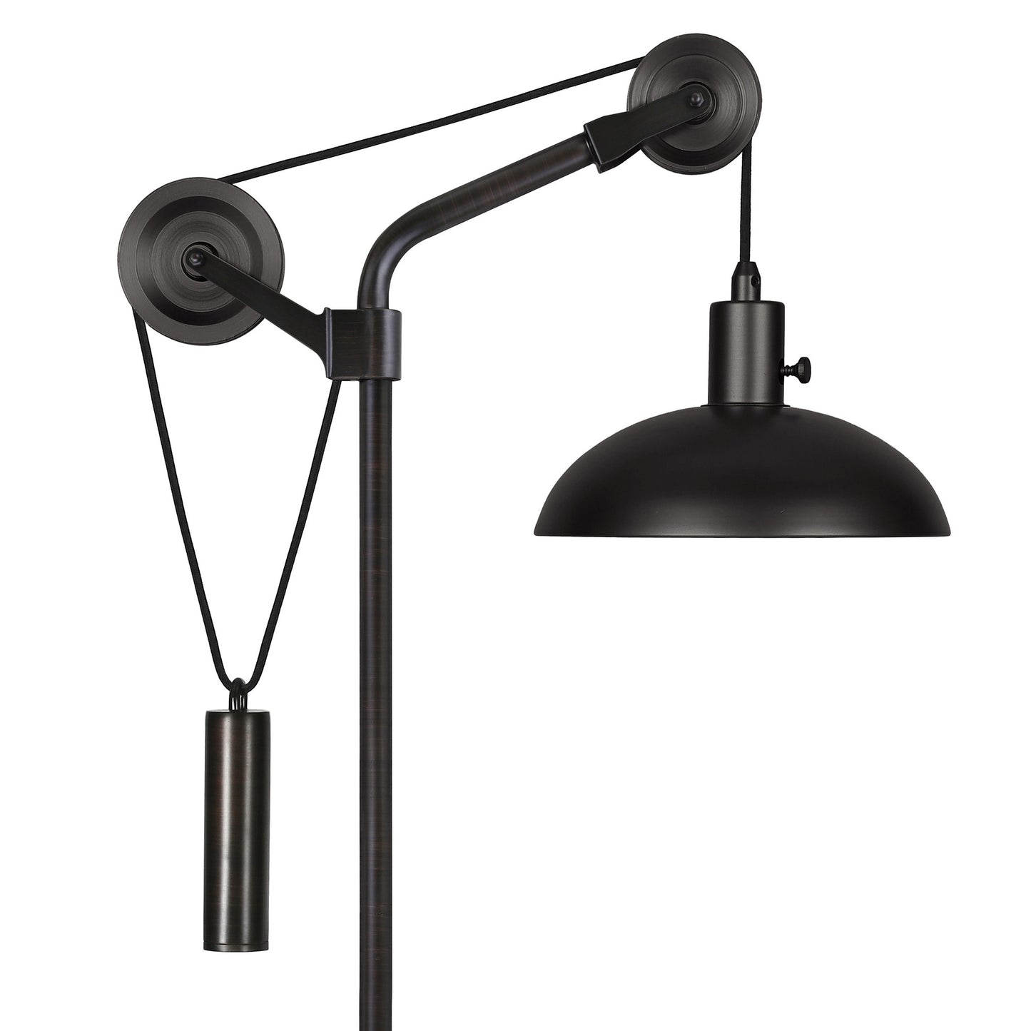 33" Black Metal Adjustable Desk Table Lamp With Black Dome Shade