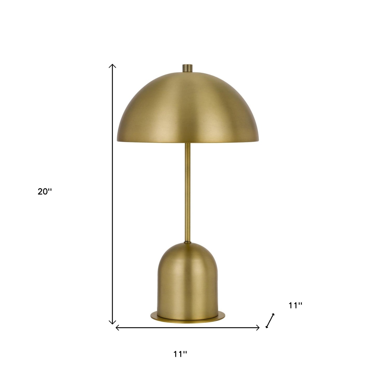 20" Antiqued Brass Metal Desk Table Lamp With Antiqued Brass Dome Shade