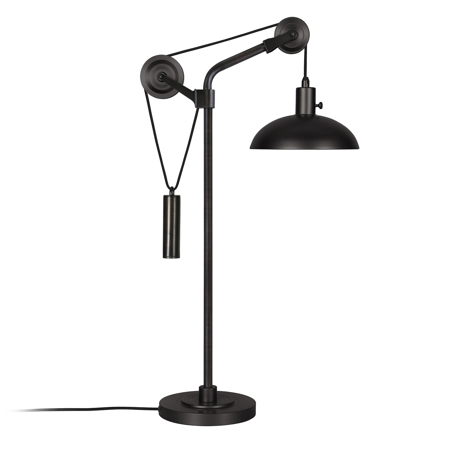 33" Black Metal Adjustable Desk Table Lamp With Black Dome Shade